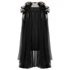 Azzalia Women's Tulle Evening Cape With Embellished Flowers On Shoulder
