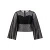 Azzalia Women's Tulle Top With Cropped Bushier In Black Gold In Black
