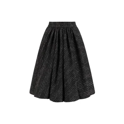 Azzalia Women's Tweed A-line Puffy Skirt With Gathers-black
