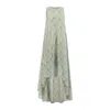 Azzalia Women's Voile Printed Leaves Sleeveless Dress With Asymmetric Length- Green In Green