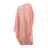 Azzalia Women's Voile Printed Leaves With Asymmetric Beach Cover-up - Green - Red In Red