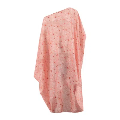 Azzalia Women's Voile Printed Leaves With Asymmetric Beach Cover-up - Green - Red