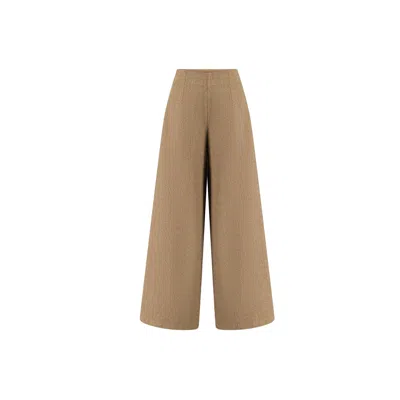 Azzalia Women's Wide Legged Wool Chevron Pants-brown Rice
