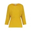 Azzalia Women's Yellow / Orange Cotton Top With Rushed Belted Waistline In Yellow/orange