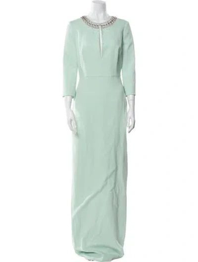 Pre-owned Azzaro Crew Neck Long Dress In Green