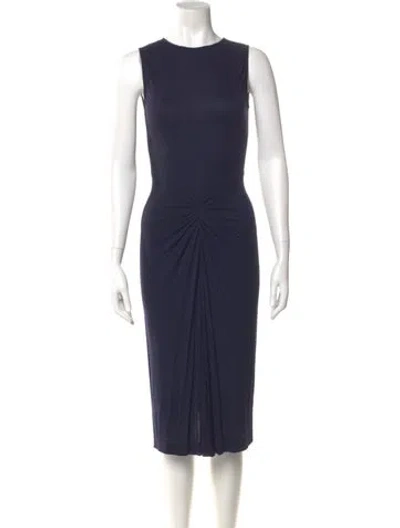 Pre-owned Azzaro Crew Neck Midi Length Dress In Blue