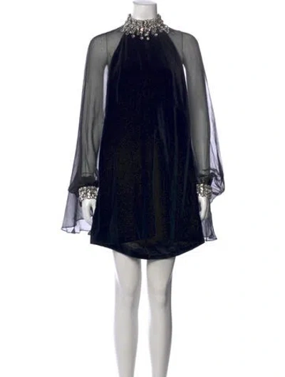 Pre-owned Azzaro Halterneck Mini Dress In Black