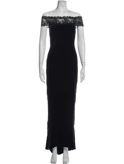 Pre-owned Azzaro Lace Pattern Long Dress In Black