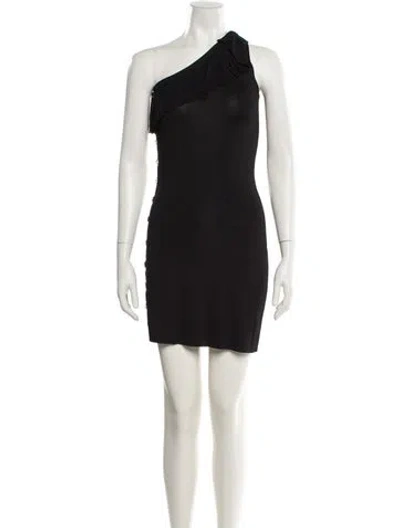 Pre-owned Azzaro One-shoulder Mini Dress In Black
