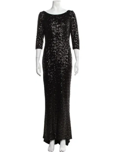 Pre-owned Azzaro Patterned Long Dress In Black