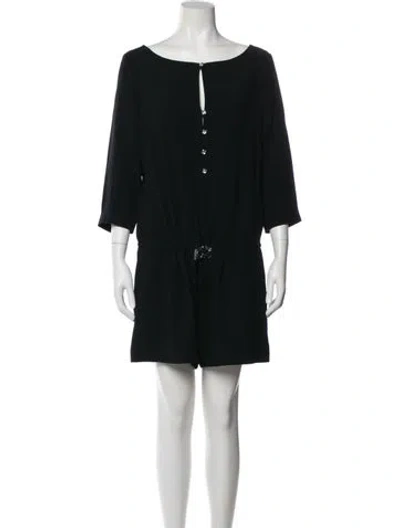 Pre-owned Azzaro Silk Bateau Neckline Romper In Blue