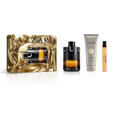 Azzaro The Most Wanted Men's Fragrance Set: 3.4 oz & Mini 0.33 oz Parfum + 2.5 oz Shower Gel In Transparent