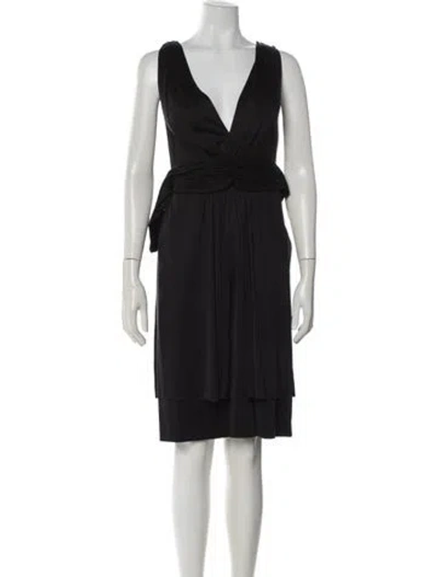 Pre-owned Azzaro V-neck Knee-length Dress In Black