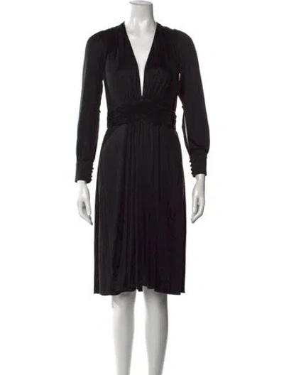 Pre-owned Azzaro V-neck Knee-length Dress In Black