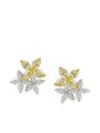 Azzaro White Gold Three Flower Diamond Earrings In Brown