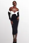 AZZI & OSTA AZZI & OSTA CREPE MIDI DRESS WITH CRYSTAL TASSELS