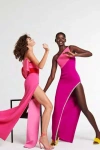 Azzi & Osta Crepe One Shoulder Slit Gown In Pink