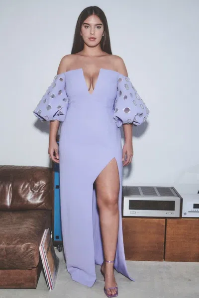 Azzi & Osta Crystal Embroidered Gown In Purple