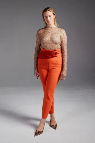 Azzi & Osta Crystal Net Top With Pants In Orange