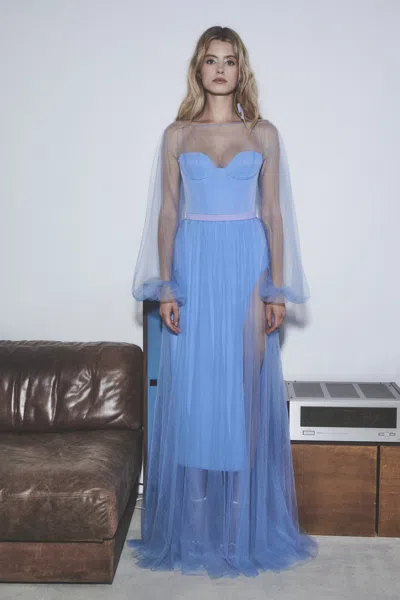 Azzi & Osta Long Tulle Top And Midi Skirt In Blue