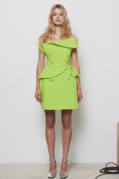 Azzi & Osta Off-shoulder Crepe Short Dress In Green