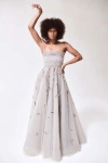 Shop Azzi & Osta Strapless Tulle Ball Gown In Gray