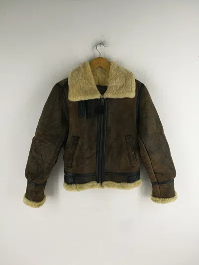 Pre-owned B 3 Vintage B-3 Sherpa Sheepskin Leather Jackets In Brown