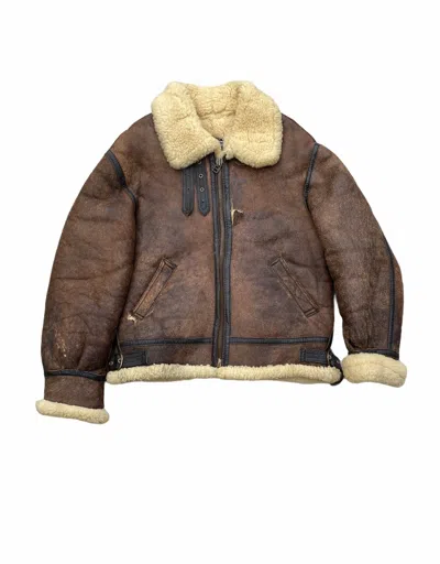 Pre-owned B 3 X Leather Jacket Vintage Type B-3 Air Force Sheepskin Coat Jacket In Brown