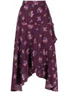 B+ab Asymmetric Floral-print Midi Skirt In Purple