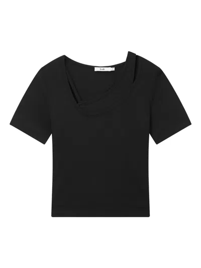 B+ab Asymmetric-neckline T-shirt In Black