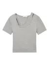 B+ab Asymmetric-neckline T-shirt In Grey