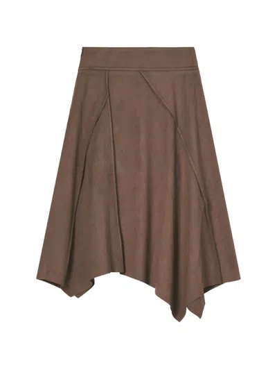 B+ab Asymmetric Panelled Midi Skirt In Brown
