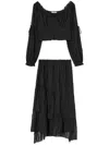 B+ab Asymmetric Tulle Midi Skirt Set In Black