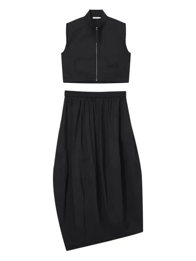 B+ab Asymmetric Zip-front Co-ord Set In Black