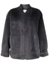 B+ab Band-collar Faux Fur Jacket In Blue