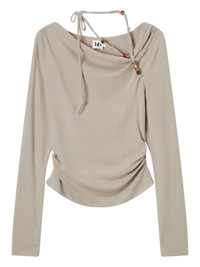 B+ab Beaded-embellishment Long-sleeve T-shirt In Neutral