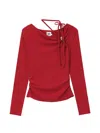 B+ab Bead-embellished Ruched Blouse In Red