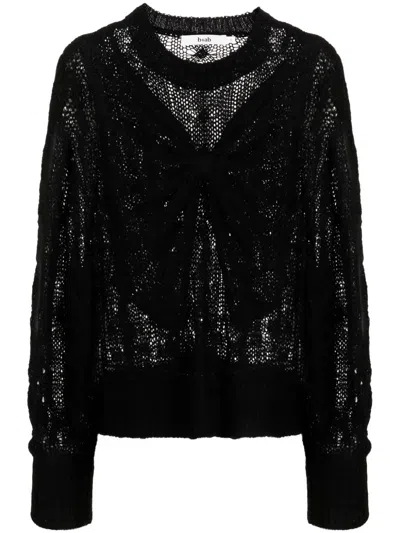 B+ab Bow-embellished Cable-knit Jumper In Black