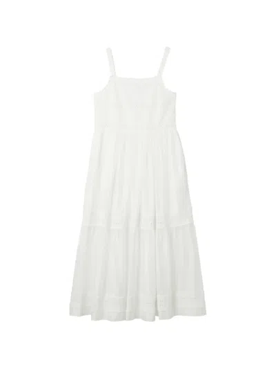 B+ab Broderie-anglaise Tiered Sleeveless Cotton Midi Dress In White
