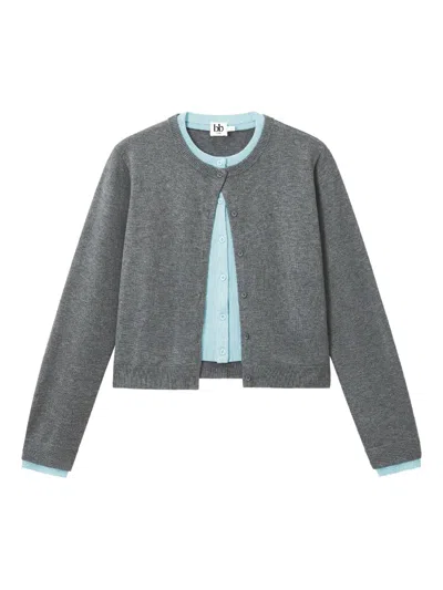 B+ab Button-detailed Cropped Cardigan In Gray
