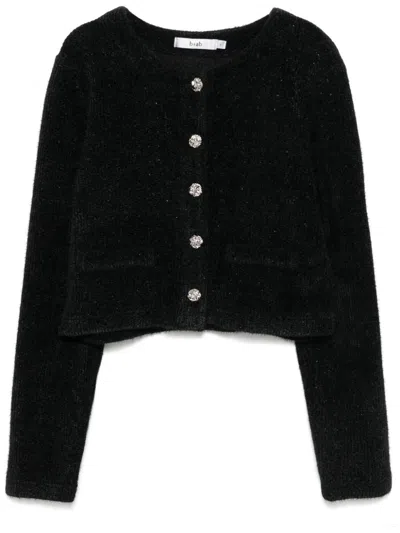 B+ab Button-down Tweed Jacket In Schwarz