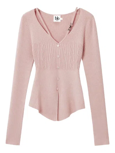 B+ab Button-fastening Ribbed Cardigan In Pink