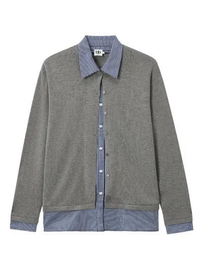 B+ab Button-front Layered Cardigan In Gray