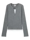 B+ab Button Ribbed Top In Gray