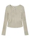B+ab Button Ribbed Top In Neutral