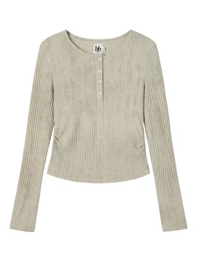 B+ab Button Ribbed Top In Neutral