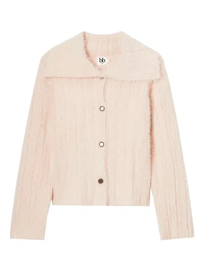 B+ab Buttoned Collar Cardigan In Pink