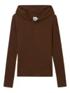 B+ab Buttoned Hoodie In Brown