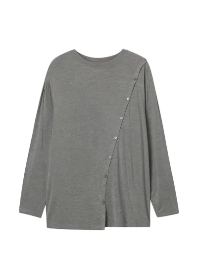 B+ab Buttoned Long-sleeve Top In Gray