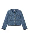 B+ab Buttoned Tweed Jacket In Blue